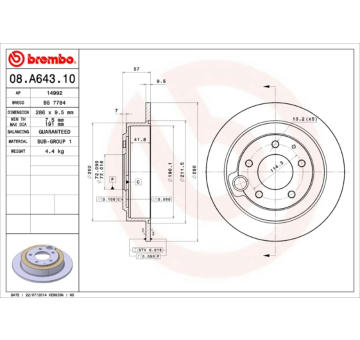 Brzdový kotouč BREMBO 08.A643.10