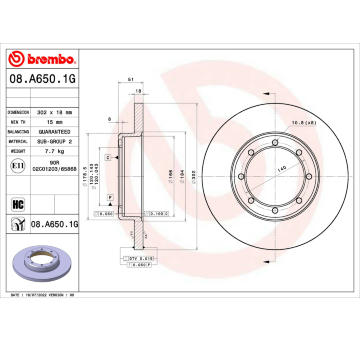 Brzdový kotouč BREMBO 08.A650.1G