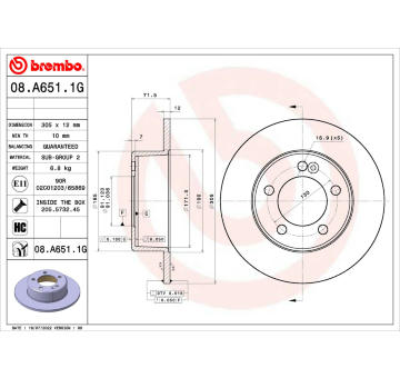 Brzdový kotouč BREMBO 08.A651.1G