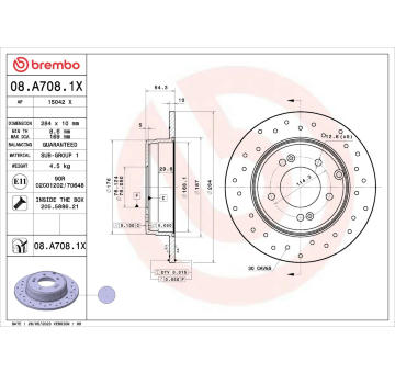 Brzdový kotouč BREMBO 08.A708.1X