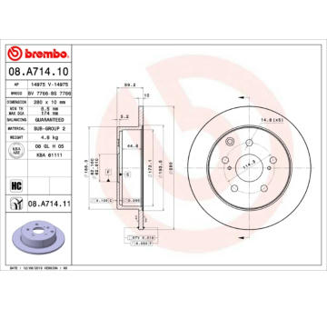 Brzdový kotouč BREMBO 08.A714.11