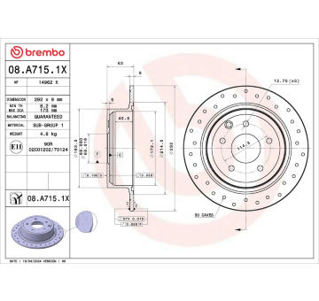 Brzdový kotouč BREMBO 08.A715.1X