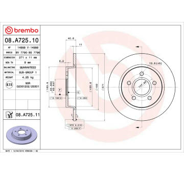 Brzdový kotouč BREMBO 08.A725.10