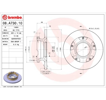 Brzdový kotouč BREMBO 08.A730.10