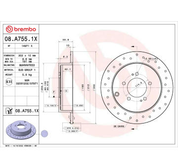 Brzdový kotouč BREMBO 08.A755.1X