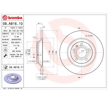 Brzdový kotouč BREMBO 08.A816.11