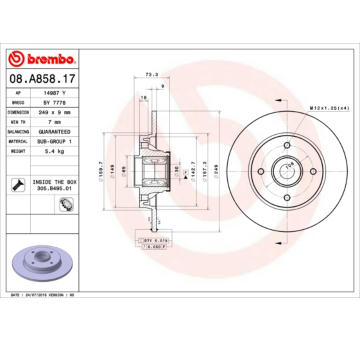 Brzdový kotouč BREMBO 08.A858.17