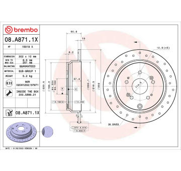 Brzdový kotouč BREMBO 08.A871.1X