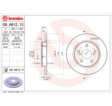 Brzdový kotúč BREMBO 08.A912.10