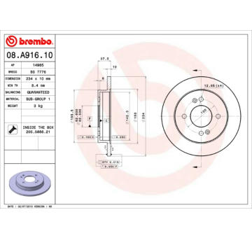 Brzdový kotouč BREMBO 08.A916.10