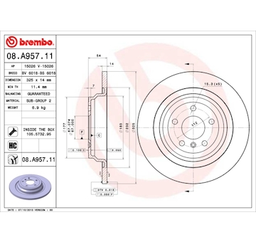 Brzdový kotouč BREMBO 08.A957.11