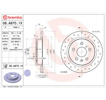 Brzdový kotouč BREMBO 08.A970.1X