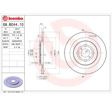 Brzdový kotouč BREMBO 08.B044.10