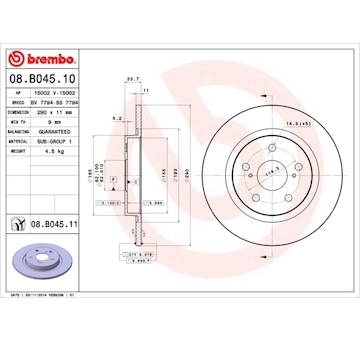 Brzdový kotouč BREMBO 08.B045.11