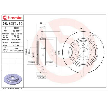 Brzdový kotouč BREMBO 08.B273.10