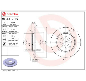 Brzdový kotouč BREMBO 08.B310.10