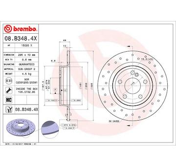 Brzdový kotouč BREMBO 08.B348.4X