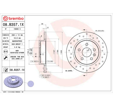 Brzdový kotouč BREMBO 08.B357.1X