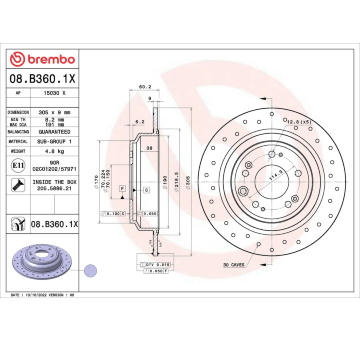 Brzdový kotouč BREMBO 08.B360.1X