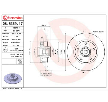 Brzdový kotouč BREMBO 08.B369.17