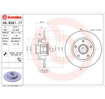 Brzdový kotouč BREMBO 08.B391.17