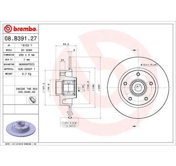 Brzdový kotouč BREMBO 08.B391.27