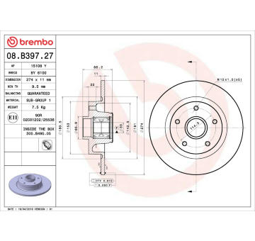 Brzdový kotouč BREMBO 08.B397.27