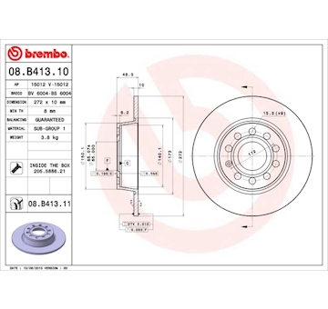 Brzdový kotouč BREMBO 08.B413.11