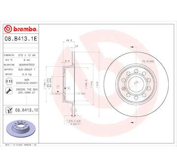 Brzdový kotouč BREMBO 08.B413.1E