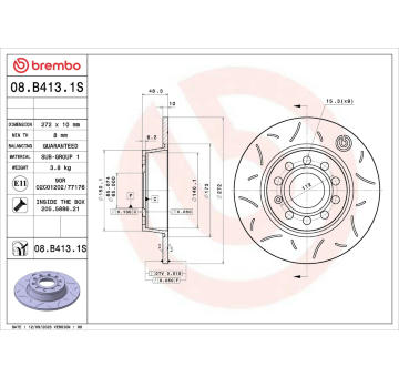 Brzdový kotouč BREMBO 08.B413.1S
