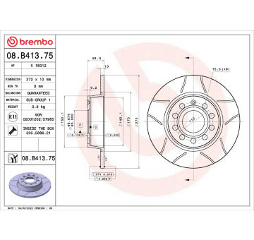 Brzdový kotouč BREMBO 08.B413.75