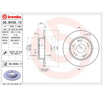 Brzdový kotouč BREMBO 08.B439.11