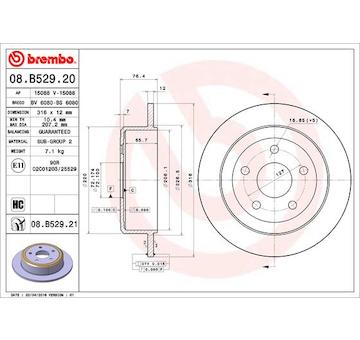 Brzdový kotouč BREMBO 08.B529.21