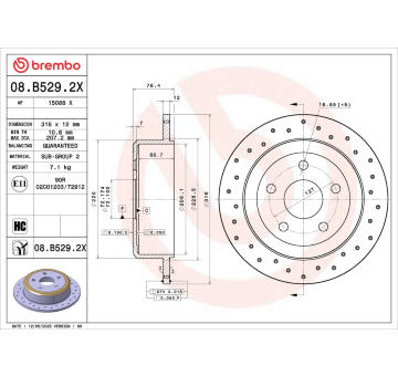 Brzdový kotúč BREMBO 08.B529.2X