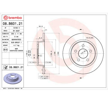 Brzdový kotouč BREMBO 08.B601.21