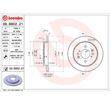 Brzdový kotouč BREMBO 08.B602.21