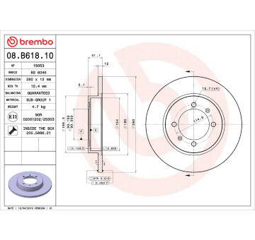 Brzdový kotouč BREMBO 08.B618.10