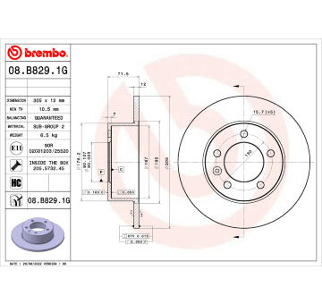 Brzdový kotouč BREMBO 08.B829.1G