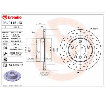 Brzdový kotouč BREMBO 08.C115.1X