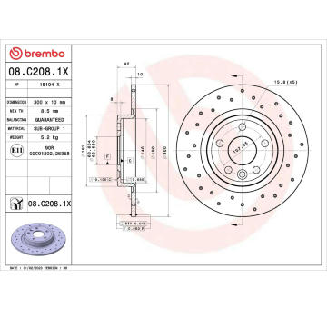 Brzdový kotouč BREMBO 08.C208.1X