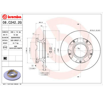 Brzdový kotouč BREMBO 08.C242.2G
