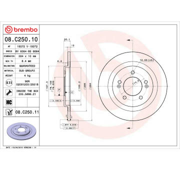 Brzdový kotouč BREMBO 08.C250.10