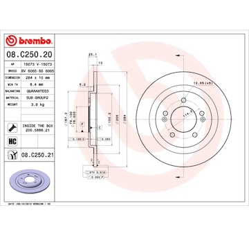 Brzdový kotouč BREMBO 08.C250.20