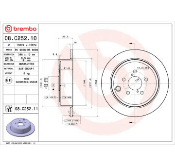 Brzdový kotouč BREMBO 08.C252.11