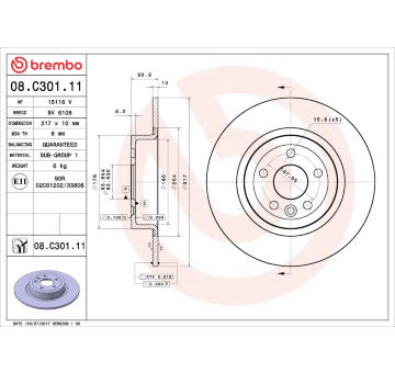 Brzdový kotouč BREMBO 08.C301.11