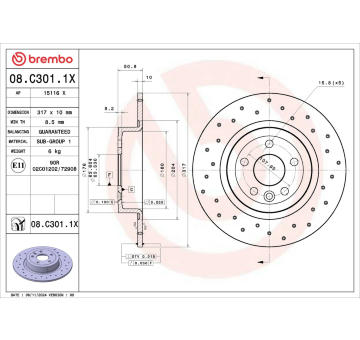 Brzdový kotúč BREMBO 08.C301.1X