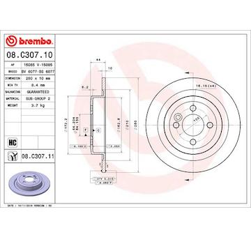 Brzdový kotouč BREMBO 08.C307.11