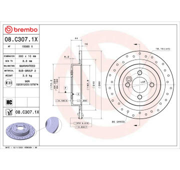 Brzdový kotouč BREMBO 08.C307.1X