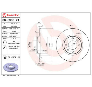 Brzdový kotouč BREMBO 08.C308.21