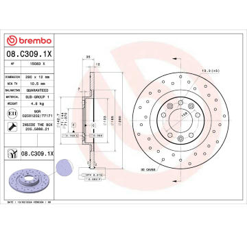 Brzdový kotouč BREMBO 08.C309.1X